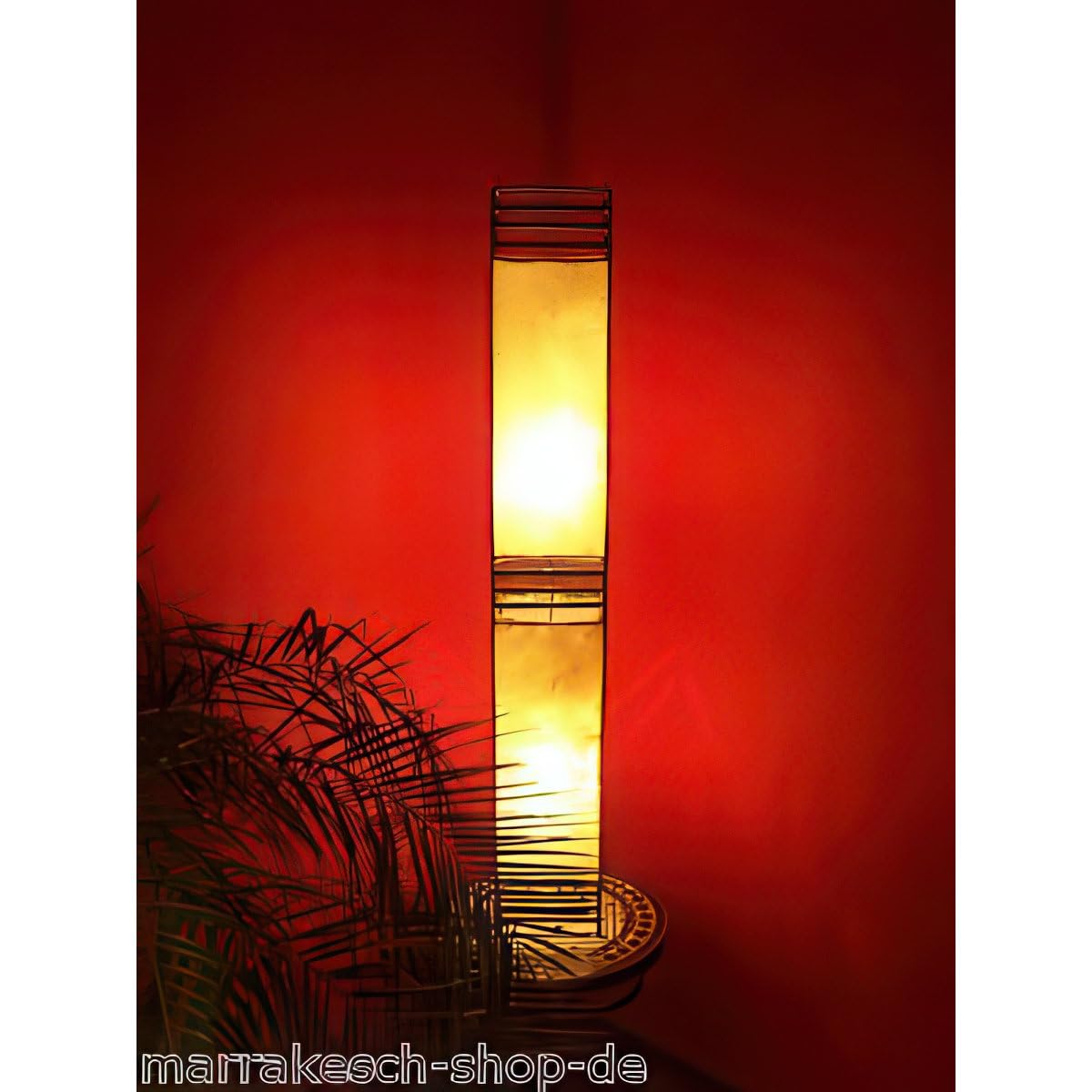 Orientalische Stehlampe Koutoubia modern aus Leder in Natur 120 cm