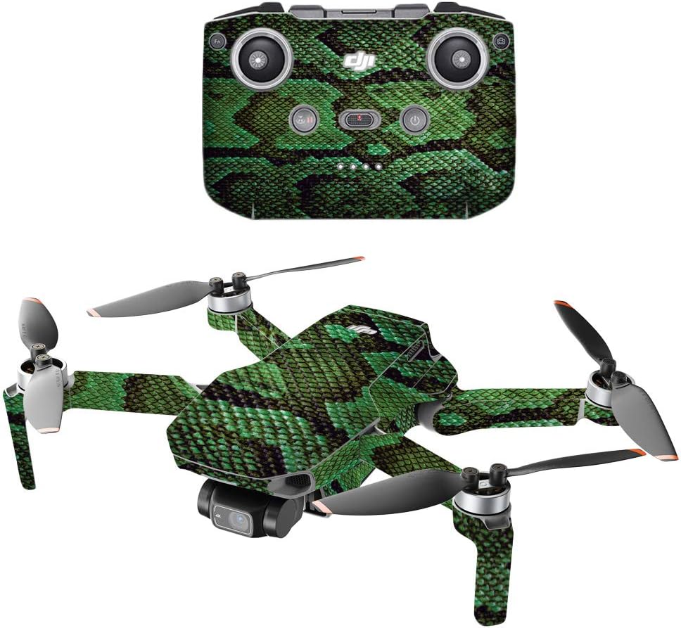 MightySkins Carbon Fiber Compatible with DJI Mini 2 Portable Drone - Green Serpent | Protective, Durable Textured Carbon Fiber Finish | Easy to Apply and Change Styles | Made in The USA