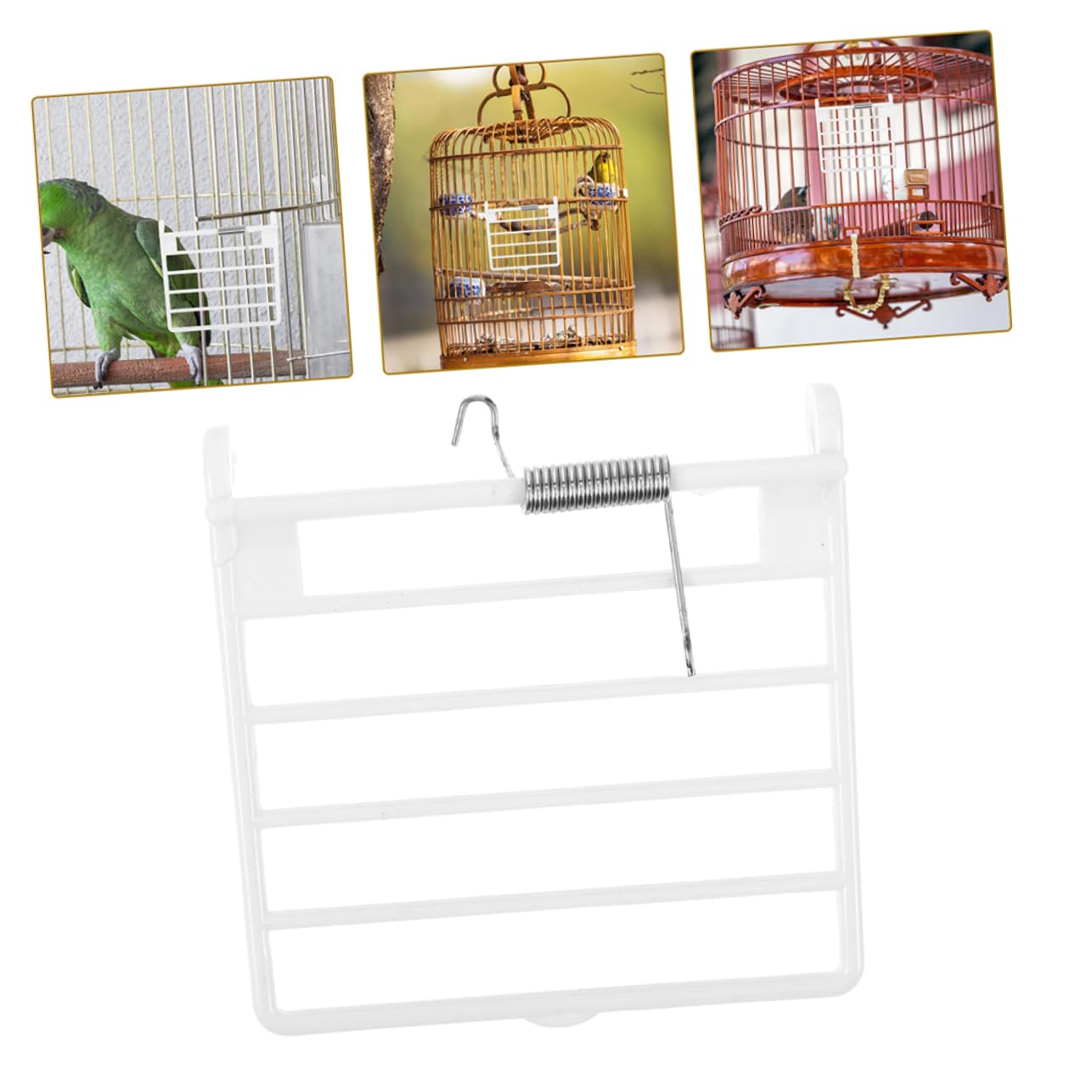 Abaodam Set 5 Unitá Porta per Gabbia Uccelli in Plastico Bianco con Molla, Facile da Installare, Resistente e Stabile, Accessorio per Gabbie da Uccelli
