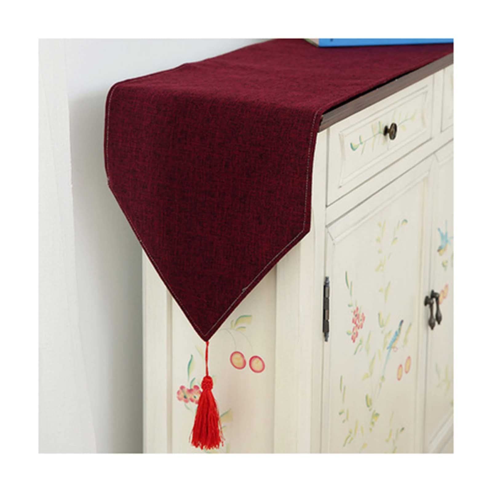 Chemin de Table Moderne Fait à la Main de Couleur Unie avec Pompons épais pour fête de Mariage, Maison, Salle à Manger, décoration de Table Extra Longue Transparente à Rayures (A 30 x 200 cm)