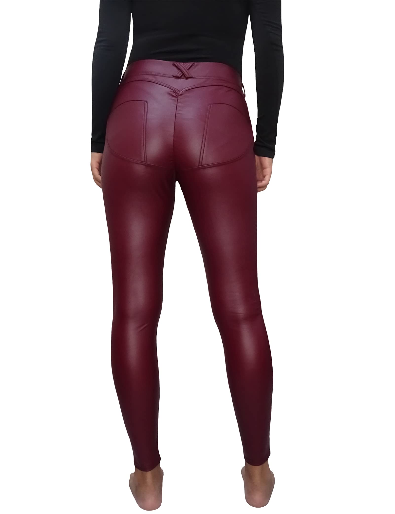 Kiench Womens Faux Leather Leggings Ankle Length Stretchy Pu Pants