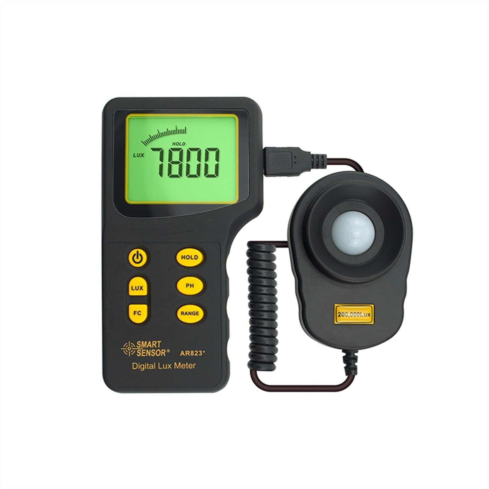 Rango de medición de medidor de luz de luz digital 1~200.000 LUX METER LIGHT METER METER METER LUX LUX/Fc Ensayador