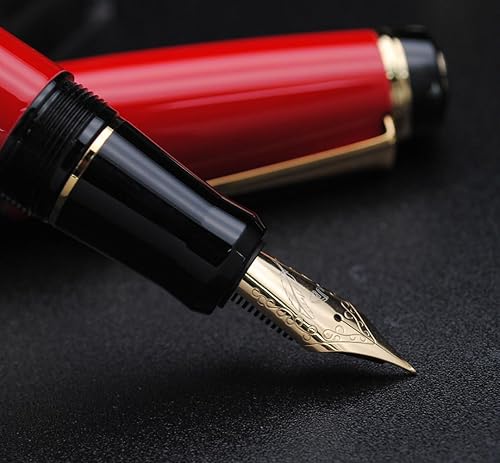 Miniatura 8 de xixixiaozhu Juego de pluma estilográfica grande de metal, punta mediana de 0.028 in, incluye convertidor de recarga de tinta, 5 cartuchos de tinta y