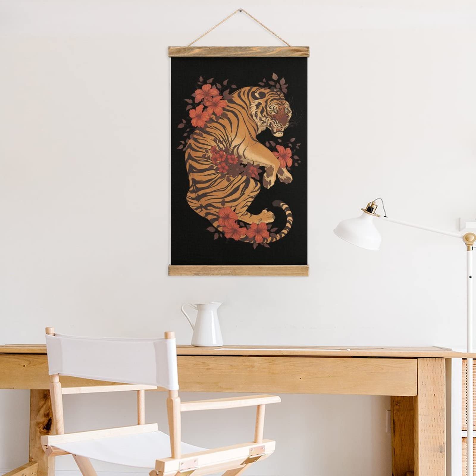 Amazon.co.jp: 掛ける絵 タイガー 虎 花 トラ とら タペストリー