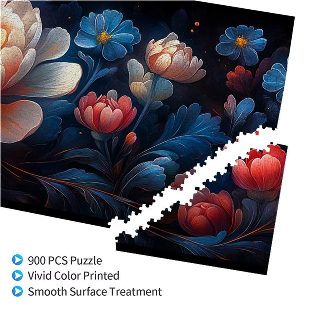 Puzzle Fleur 900 Pieces Paysage Puzzle Adultes 87 x 34 cm DIY Difficile Classiques Jigsaw Panoramique, Adulte Jeu éducatif, 2025 Bois Jigsaw Art Impossible Famille Challenge, Cadeau pour Femme J-7