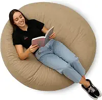 Puff Redondo Gigante Almofadão Com Enchimento Decoração Festas Eventos Quarto Sala (Bege)