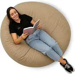 Puff Redondo Gigante Almofadão Com Enchimento Decoração Festas Eventos Quarto Sala (Bege)