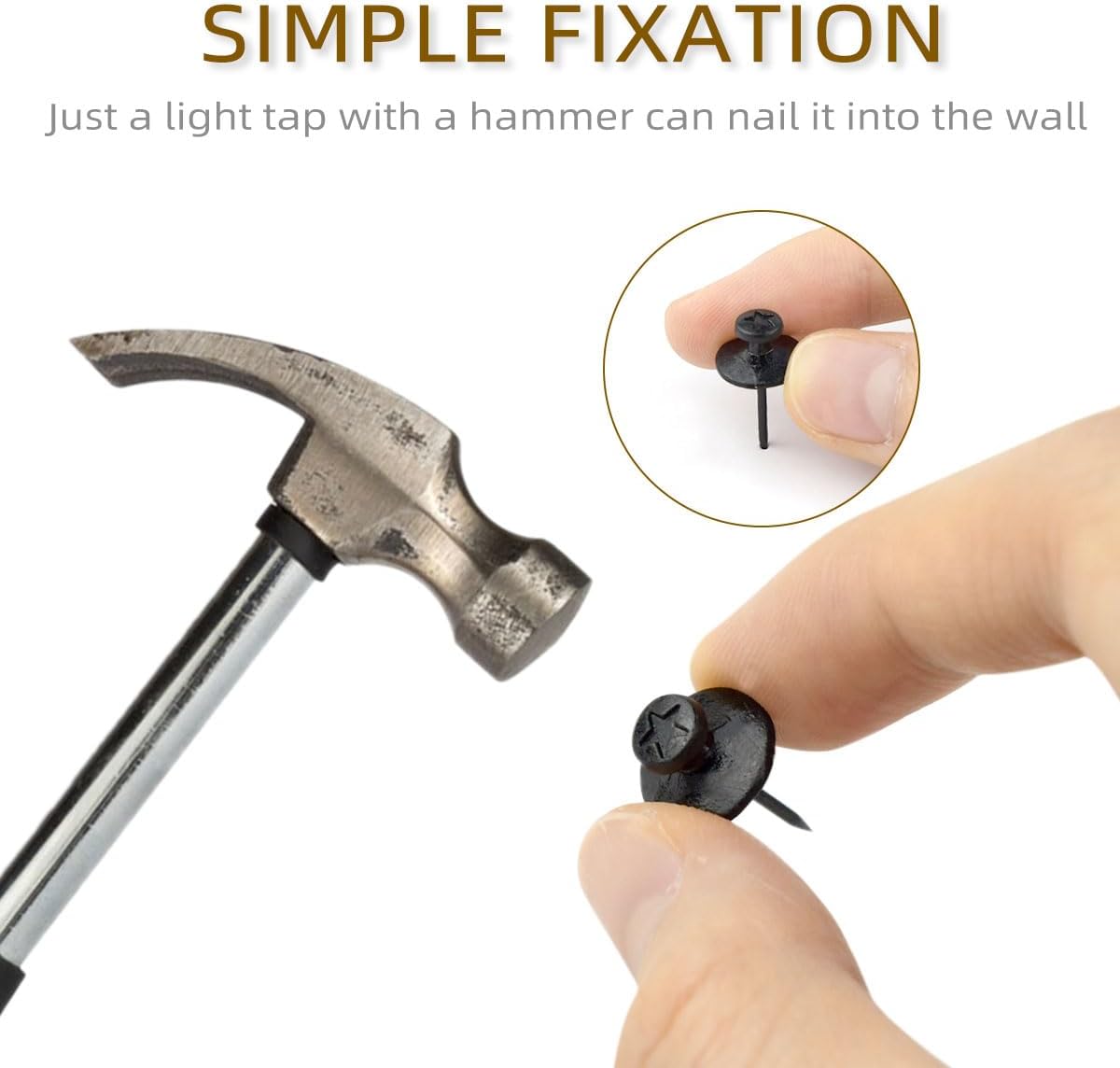 30 Pieces Double Headed Picture Hangers Nails Picture Hanging Tacks for Wall Decorative Small Nails Pins for Photo Push Pins Thumb Tack Hanging Hook Pins for Home & Office Decorations (Black)