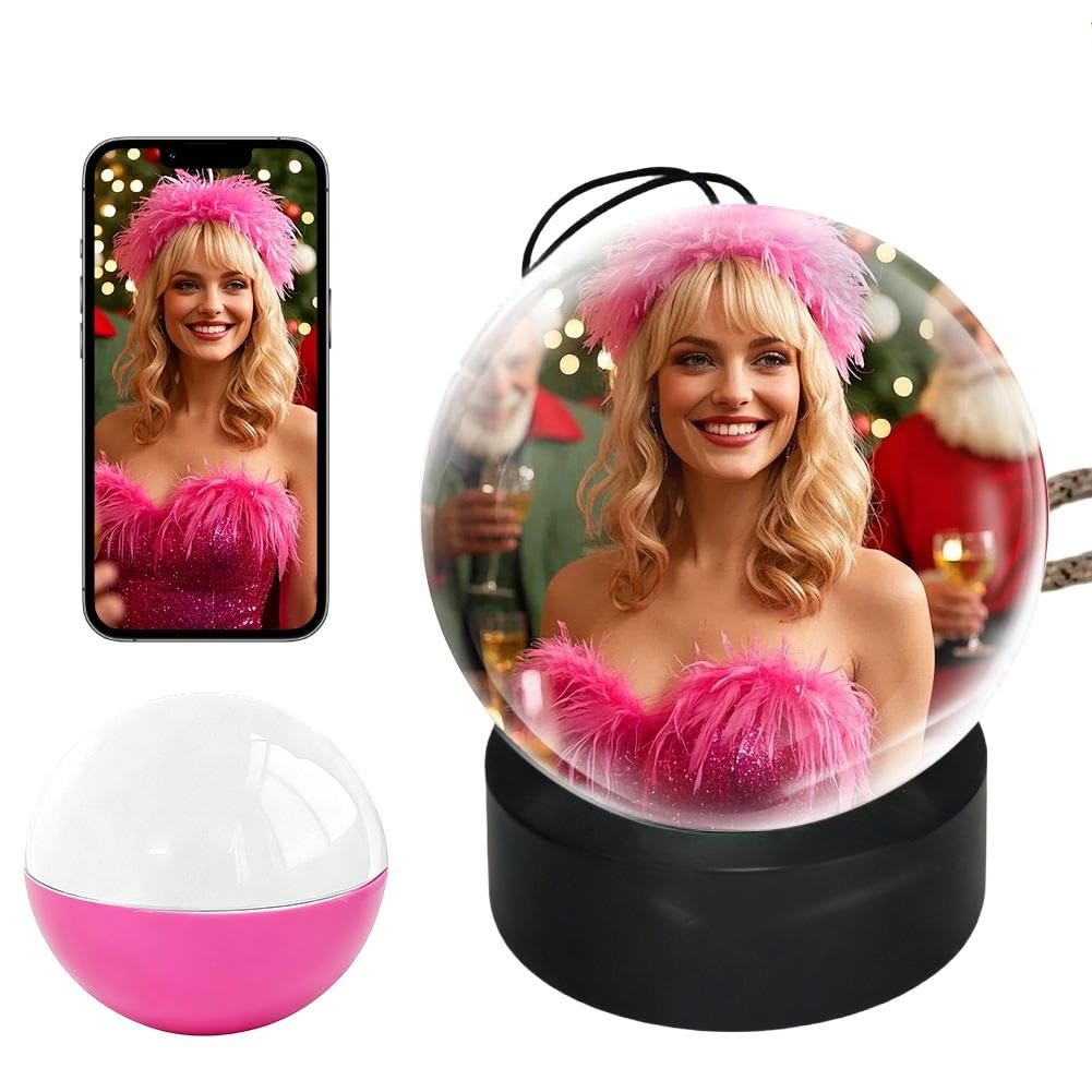 Memory Sphere Lamp, 2.7Inch Crystal Ball Digital Display Video Player, APP Personalized Videos &amp; Photos Video Gift for Mothers Day Fathers Day Anniversary Birthday Christmas Tree Ornament