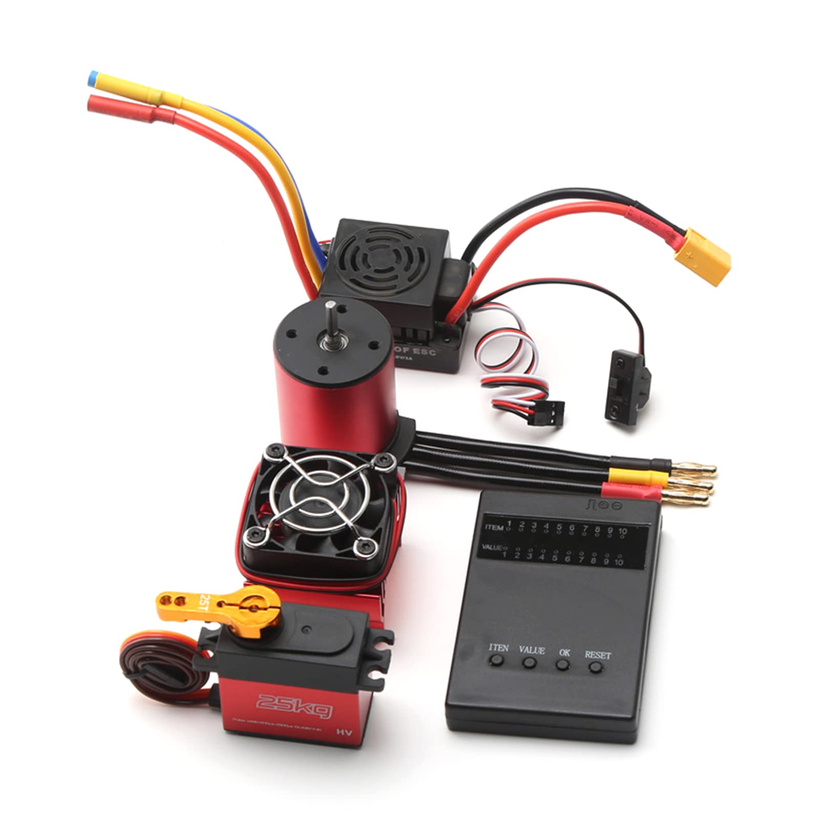 Silnik bezszczotkowy, HUIOP S3650 2300KV bezszczotkowy silnik 60A bezszczotkowy ESC XT60 Plug 25KG Servo Programowanie Karta Radiatora Zamiennik do samochodu 1/8/1/10 RC