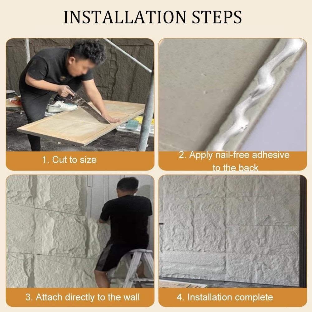 Paneles de pared 3D con efecto piedra,Materiales de revestimiento de parede