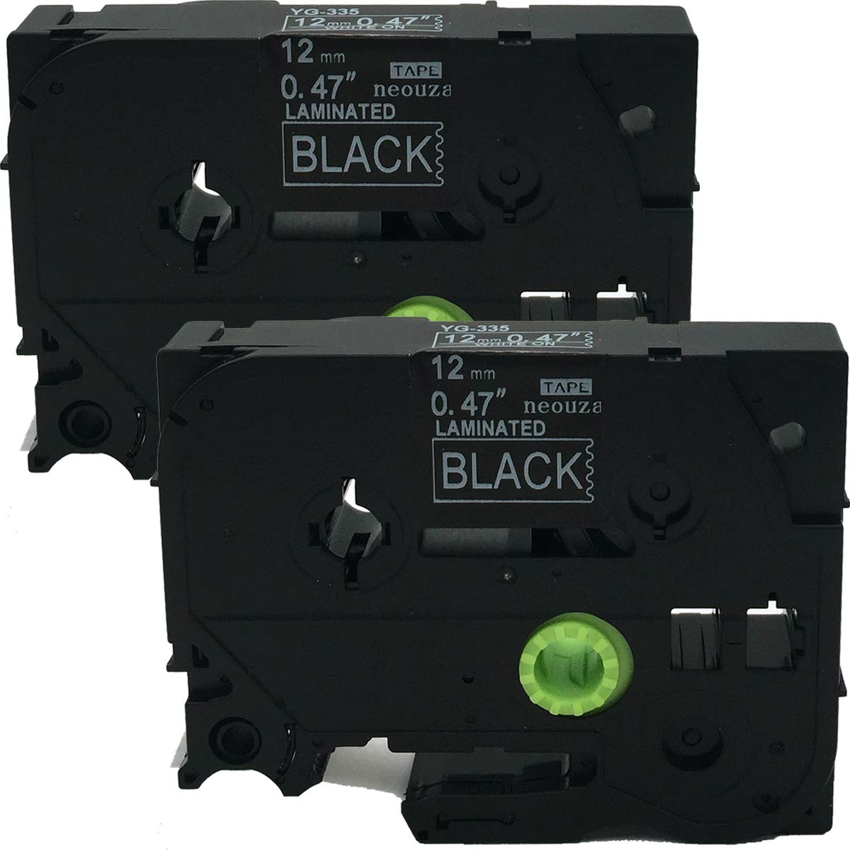 NEOUZA 2PK Compatible for Brother P-Touch Laminated TZe TZ Label Tape Cartridge 12mm x 8m (TZe-335 White on Black)