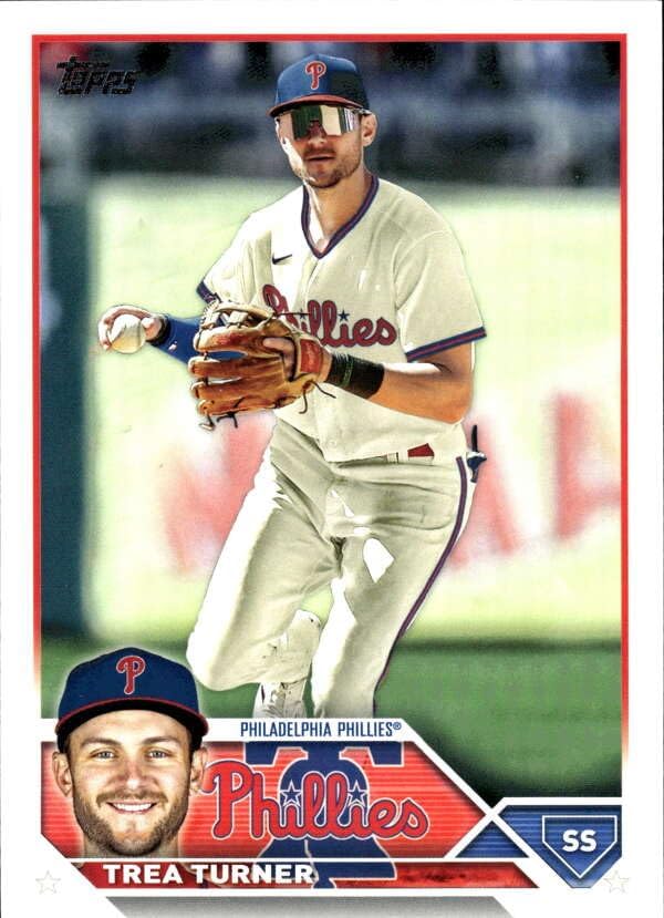 2023 TOPPS #475 TREA TURNER PHILADELPHIA PHILLIES BASEBALL OFFICIAL TRADING CARD OF MLB