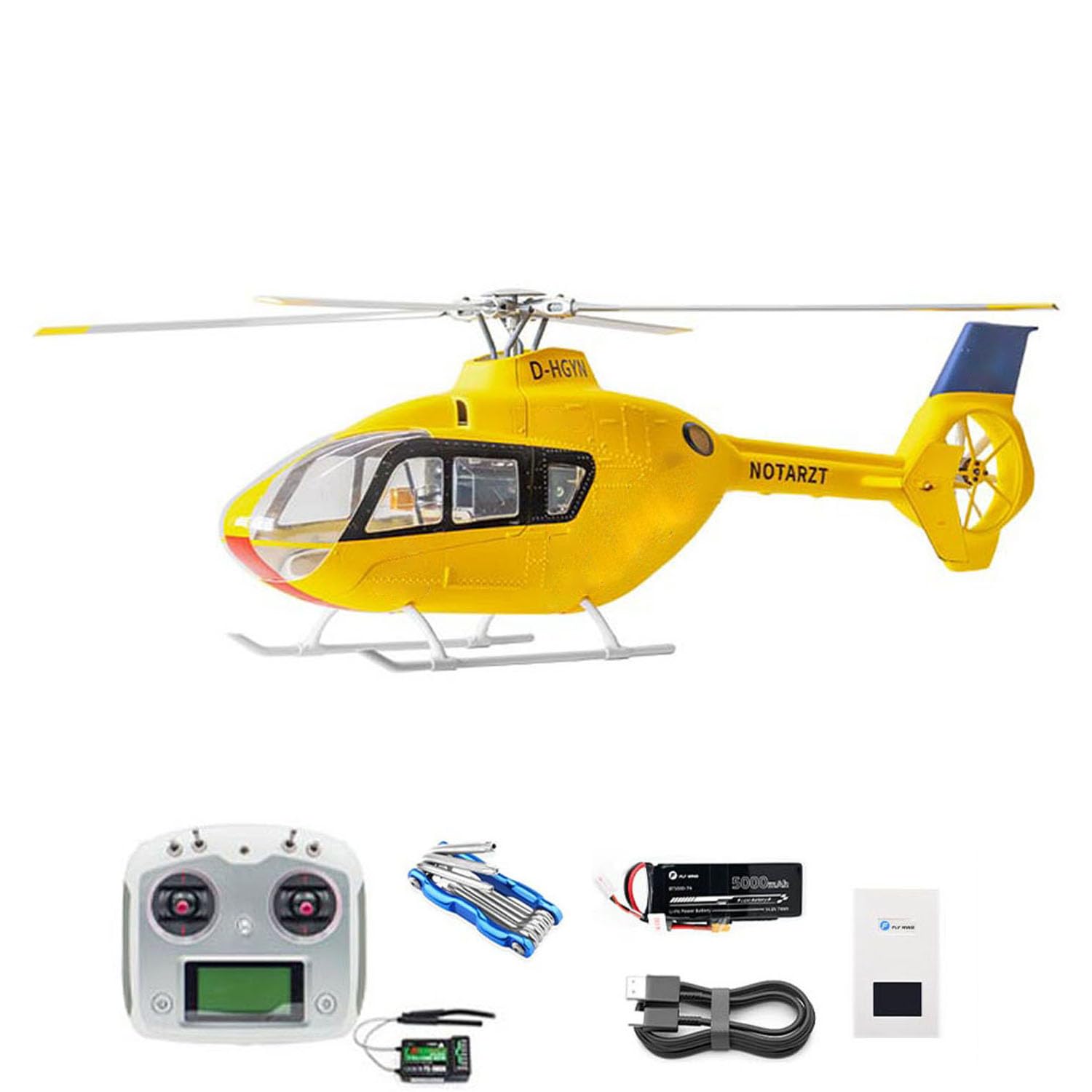 TOUCAN RC HOBBY FLYWING EC 135 6CH Funkgesteuerter Hubschrauber mit Zwei bürstenlosen Motoren, CNC-Metall, 4-Blatt, One Key Return, Beidou-Positionierung, RTF