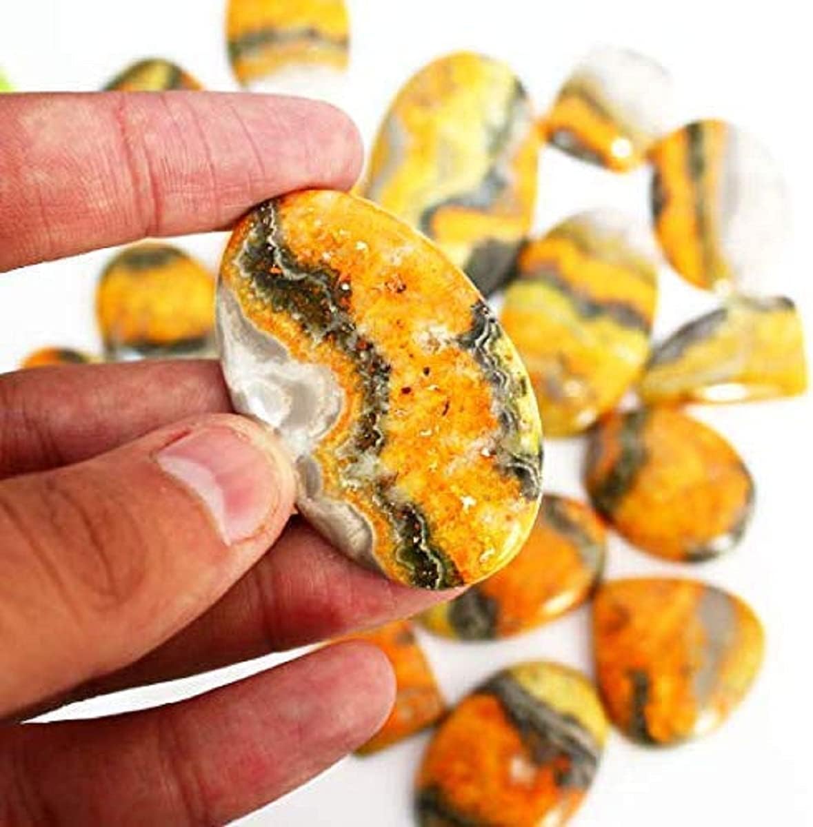 Lovers Point 100Cts Natural Bumble Bee Gemstone Wholesale Cabochons Lot, Jewelry Making Loose Gemstone, Polished Home Decor Specimen, DIY, Wire Wrapping, Reiki, Healing Crystals, Bulk Gemstone Deal