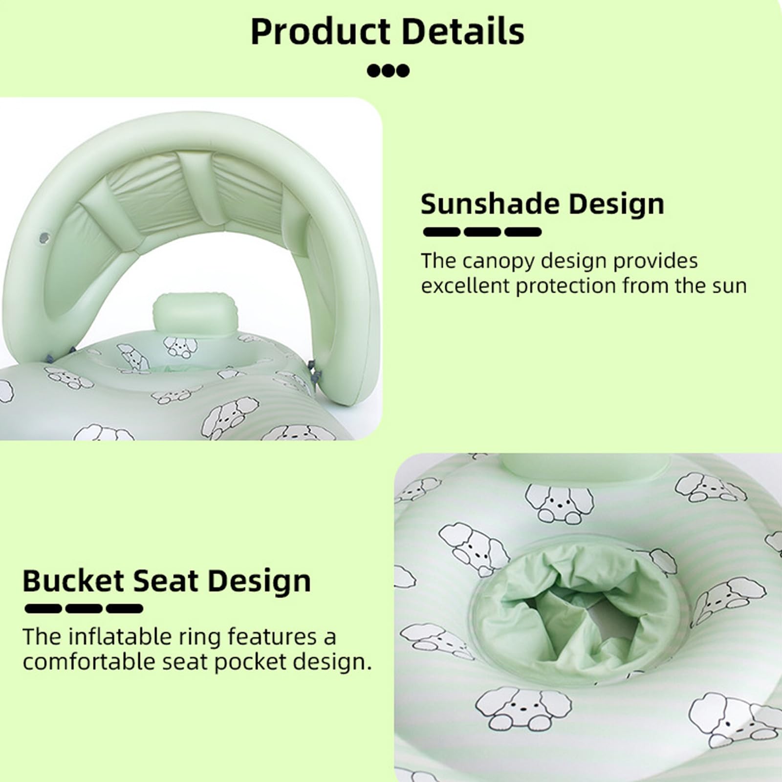 Bouées de Natation interactives Parent-Enfant avec Impression de Chien Amusante, Jouet Flottant Gonflable Portable de 115 cm pour piscines et Vacances