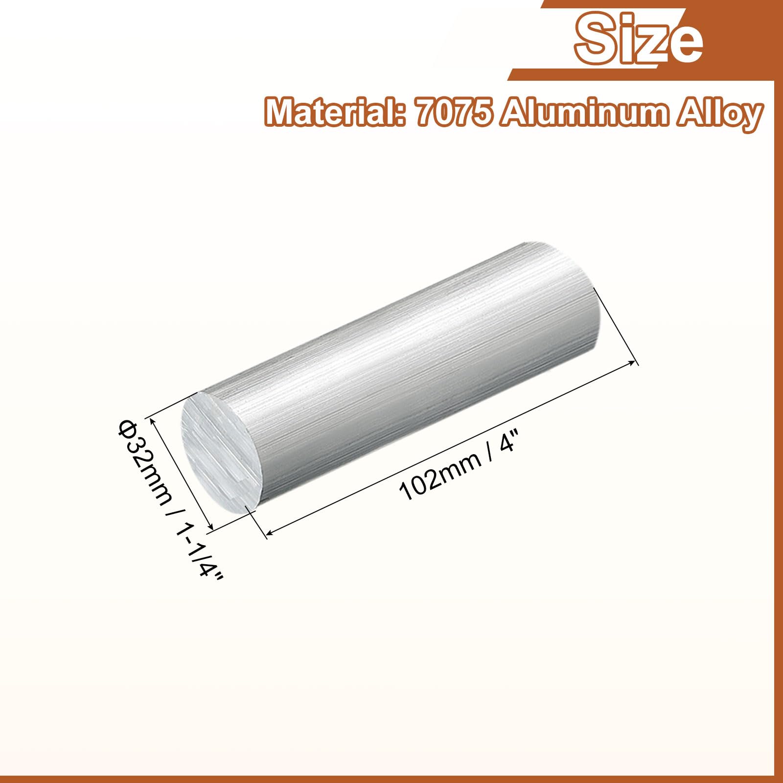 QUARKZMAN 1 1/4"(32mm) Durchmesser Runder Aluminiumstab 4"(102mm) Lang 7075 Aluminium Rundstab Massiv Drehbank Material Für Industrie Bauwesen DIY Bastelbedarf