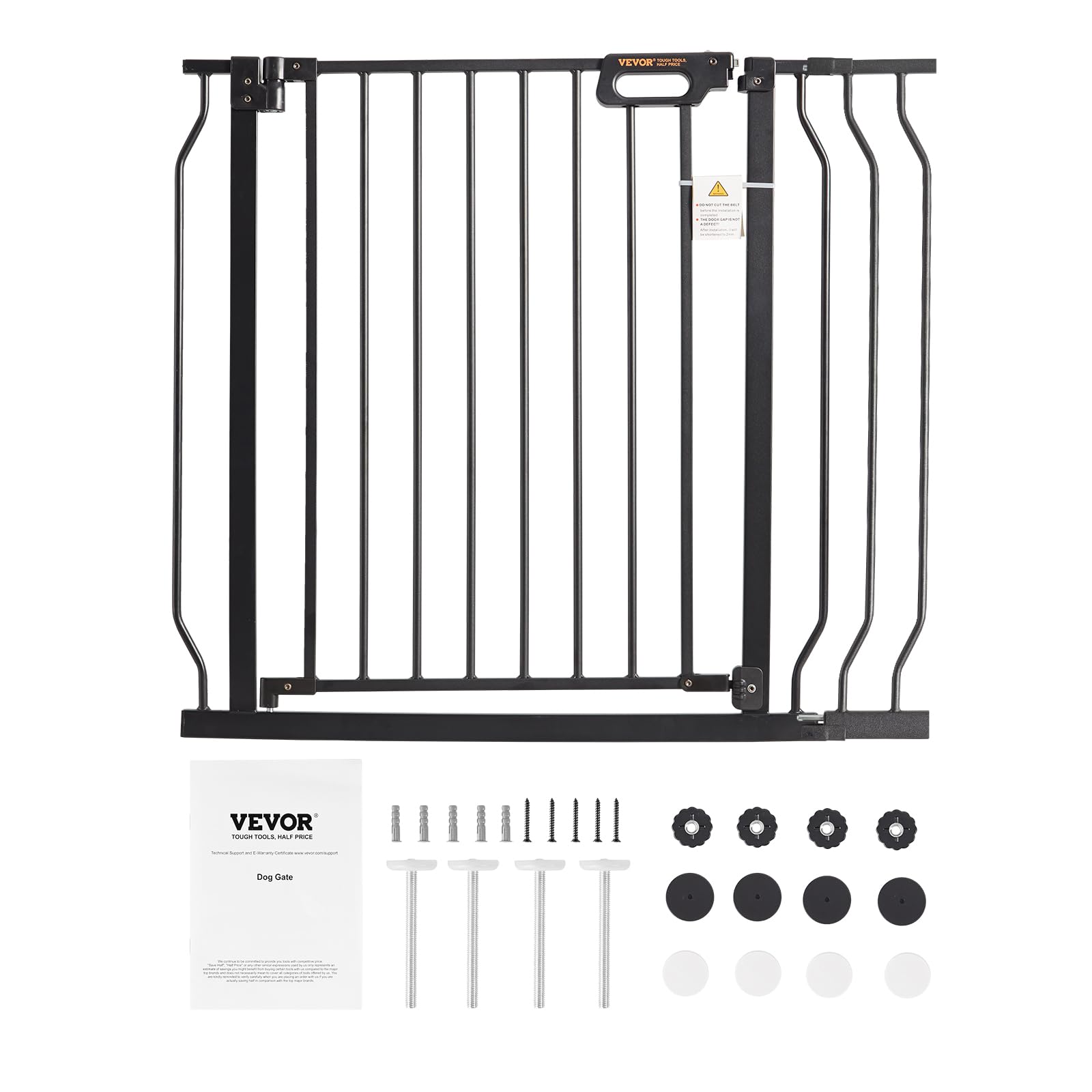 VEVOR Barrière de Sécurité Extensible 75-99 cm Hauteur de 76 cm Barrière d'Escalier à Fermeture Automatique sans Perçage Grande Ouverture 533 mm à 180° Clôtures Enfants et Chiens pour Couloir Noir