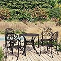 RINDIGOO 5 Piece Bistro Set Cast Aluminum Bronze,Elegant Outdoor Bistro Set with Cast Aluminum Construction for Durability and Style Patio Furniture, Outdoor Furniture Sets