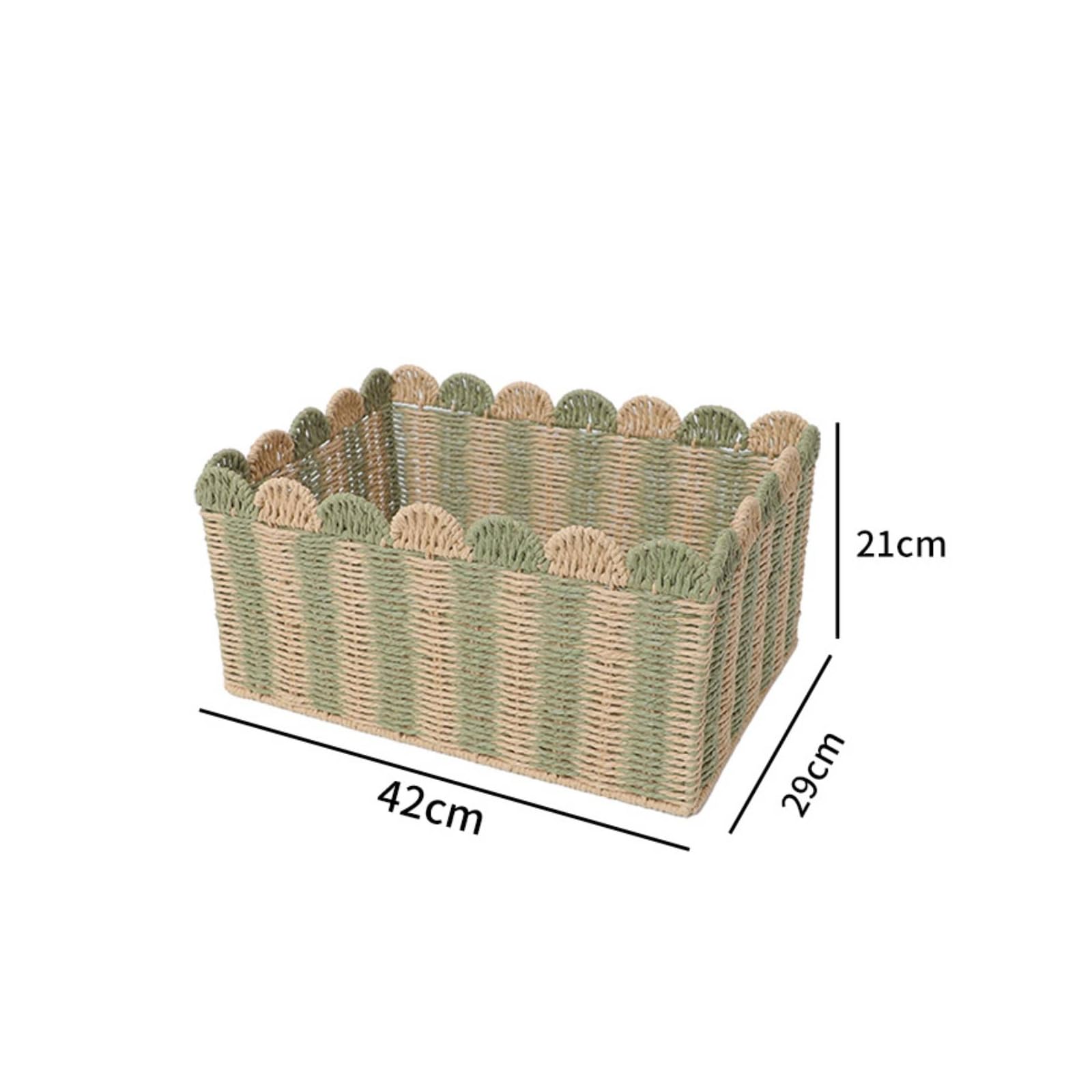 Cesta Cuerda Papel Tejidas a Mano | corativa, Organizador Rectangular Cuerda, Abierta, para Escritorio, Dormitorio, M