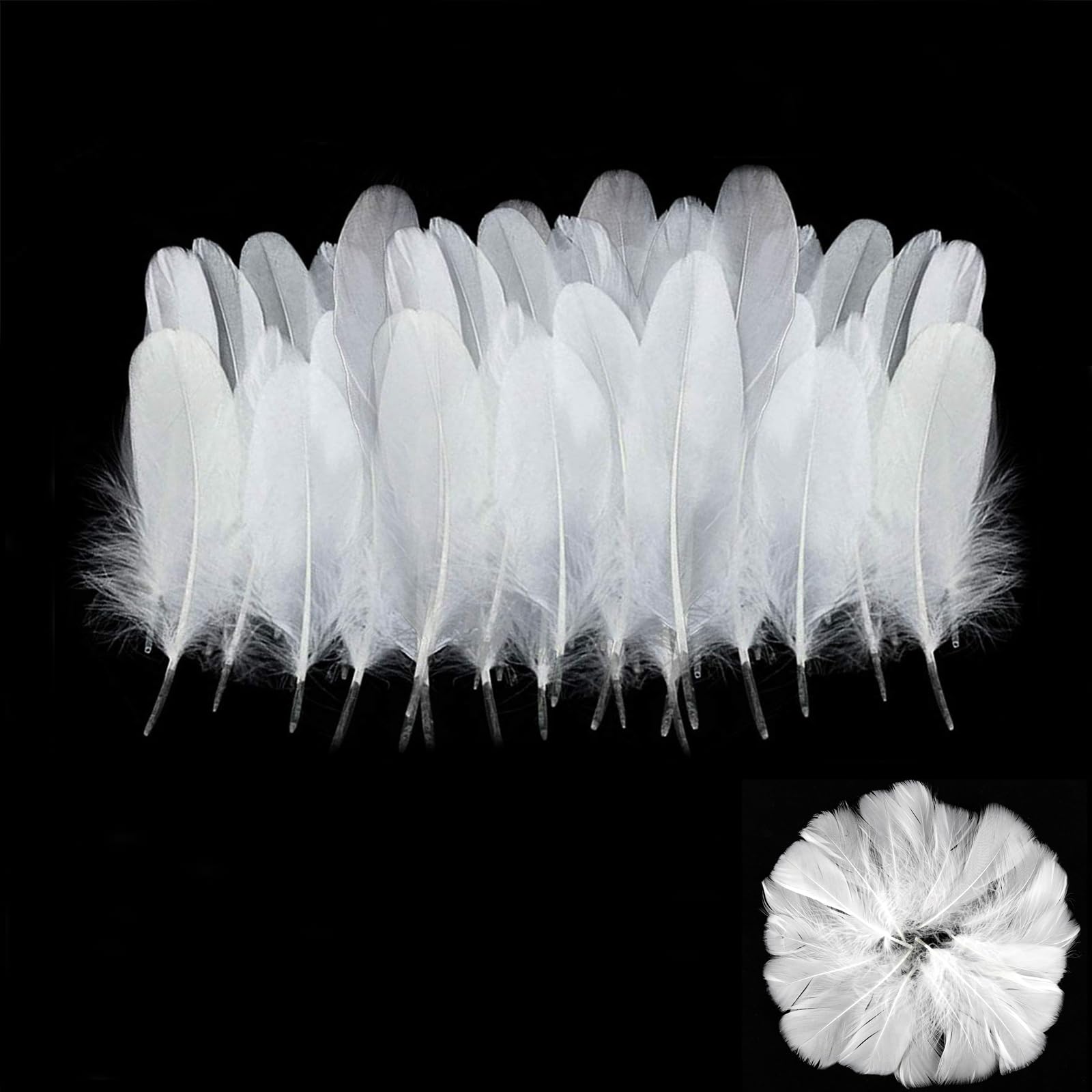 White Feathers,100 PCS Feathers for Crafts Natural Goose Feathers Decorations Large White Feathers Feathers for DIY Dream Catchers Hats Costume Millinery Home Party Decor Wedding Decorations 6-12CM