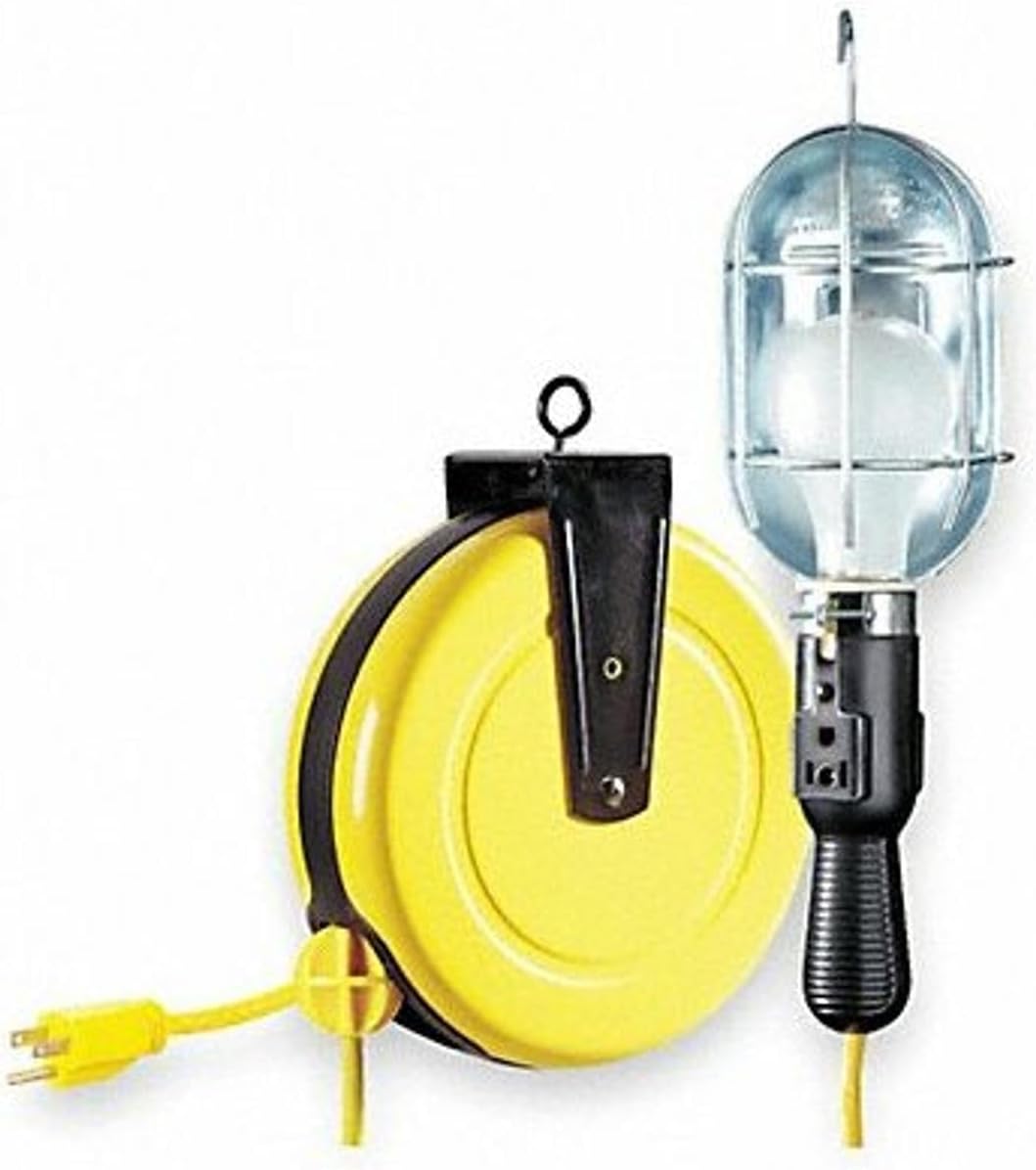 Lumapro 1W943 Ext. Cord Reel w/Hand Lamp, 16/3AWG, 25ft. Lighting, Black