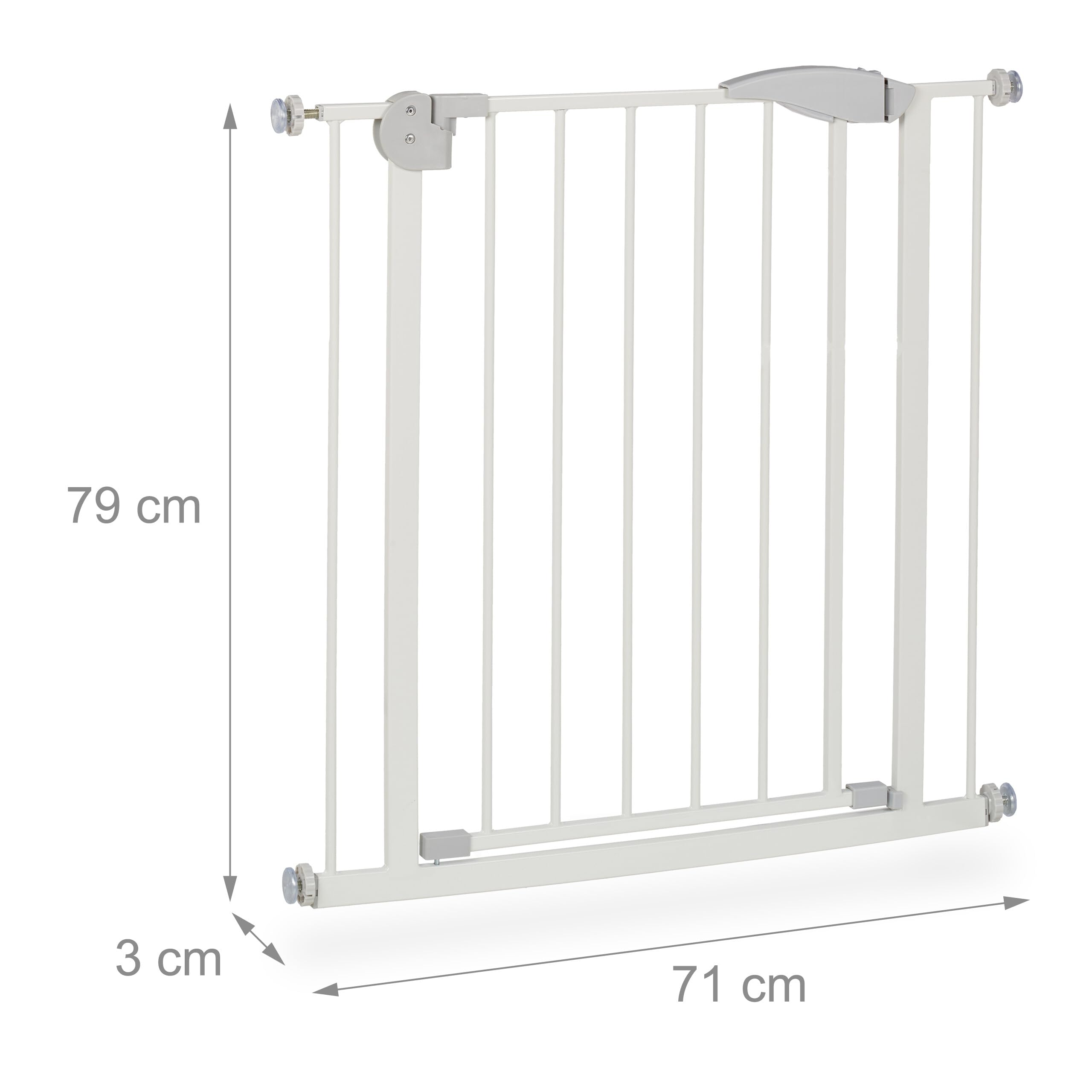 Relaxdays Türgitter zum Klemmen, Breite 75-84 cm, ohne Bohren, Einhandbedienung, Auto-Close, 90° Stop, Babygitter, weiß