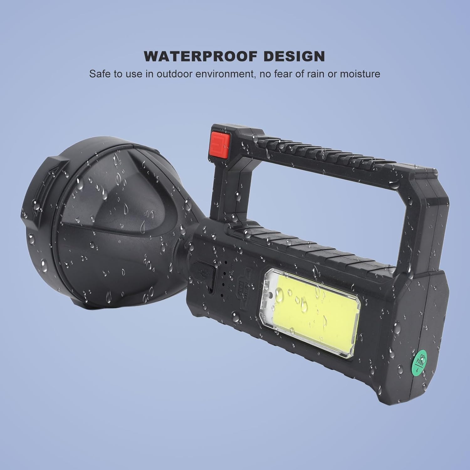Rechargeable Spotlight with Foldable Tripod Super Bright 200000 Lumens LED Handheld Flashlight IP66 Waterproof for Camping Hunting and Fishing