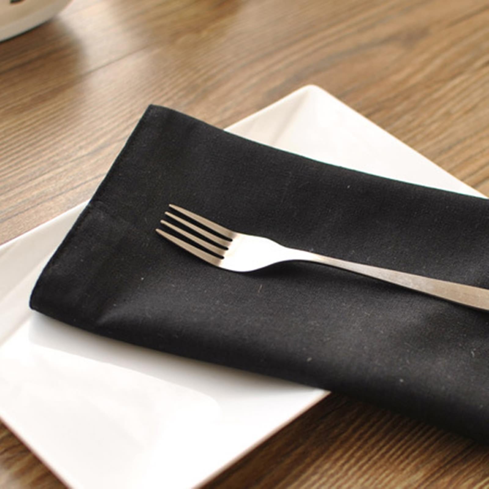 Tischsets Baumwolle Leinen Einfarbig, Rechteckig Tischmatte Schwarz 30x40cm für Restaurant Speisetisch, 10 Stück Platzset Japanisch