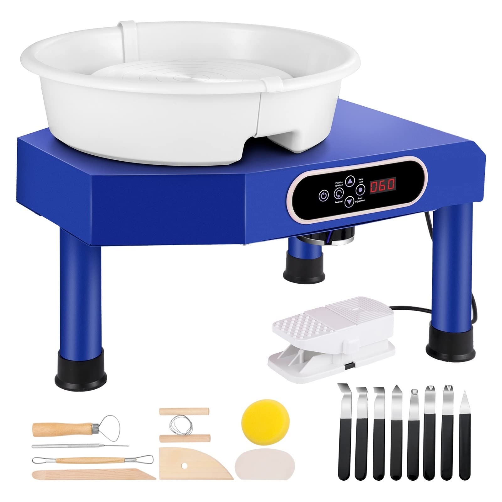 Gqnblvhzupdm Blu 25Cm Pottery Wheel Forming Machine For Art Crafts Ceramics Clay With Sculpting Kit Mini Rotary Plate Turntable,High Stability(Blu)