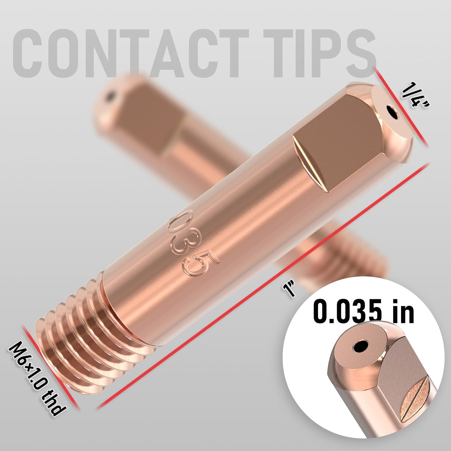 YESWELDER 25-pk MIG Welding Contact Tip 11-35 (0.035") | compatibility with Lincoln Tweco MIG guns 100L Mini, straightforward replacement, easy setup