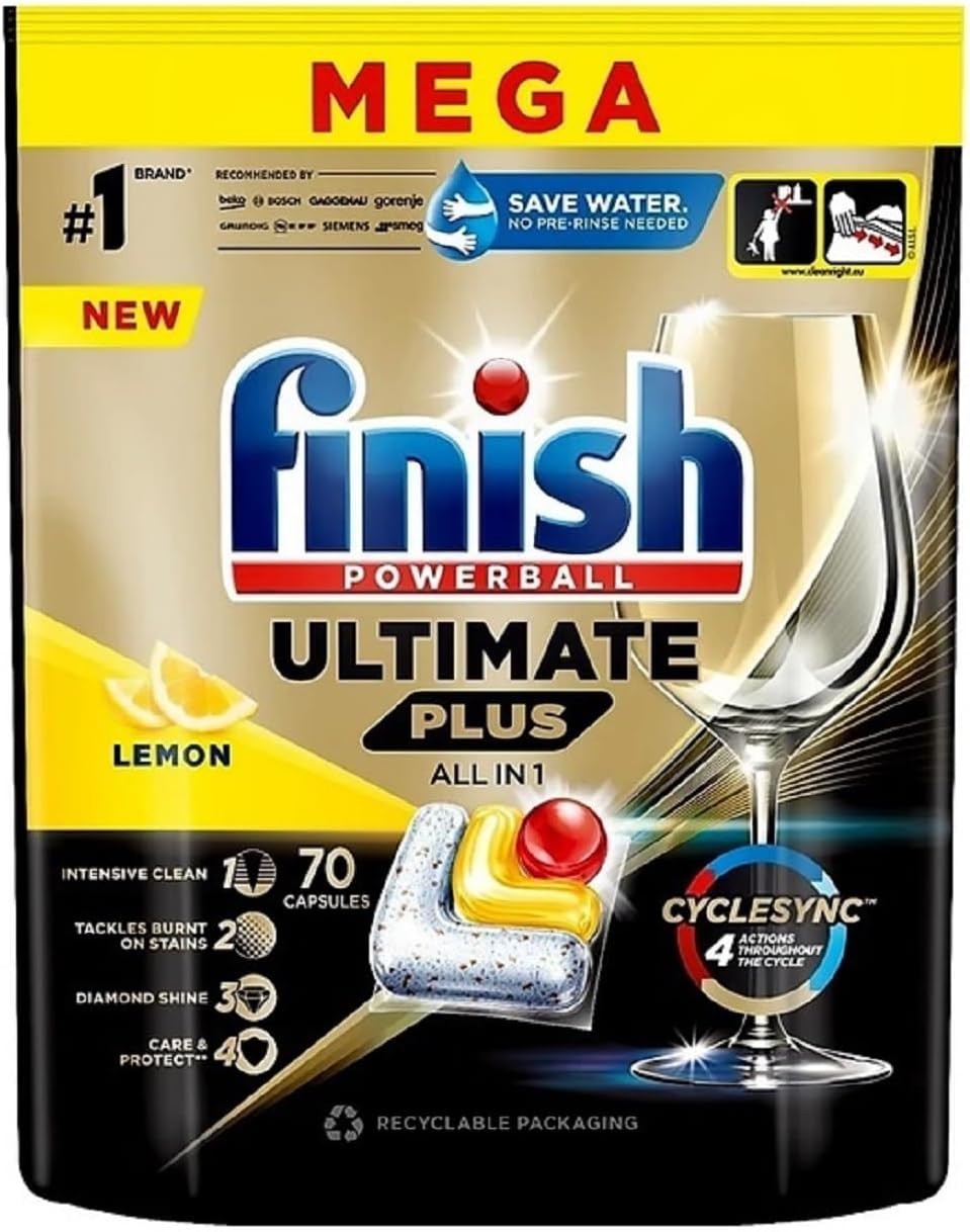 Finish Powerball Quantum Ultimate Max Lemon Dishwasher Lemon,70 Tabs 875g