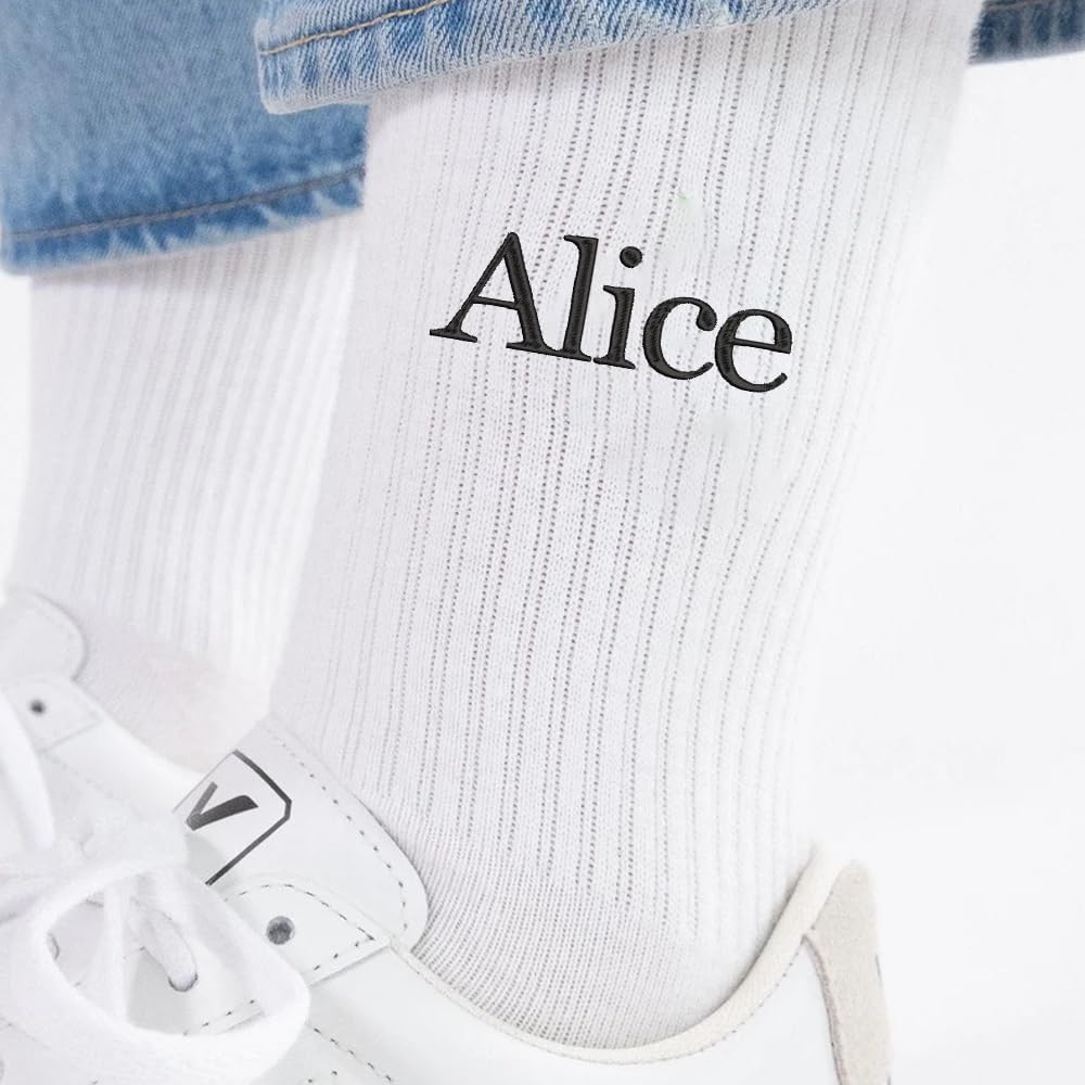 Custom Embroidered Socks, Custom Name Pair for Couples, Monogrammed Gifts for Girlfriend, Boyfriend, Valentine - Image 2
