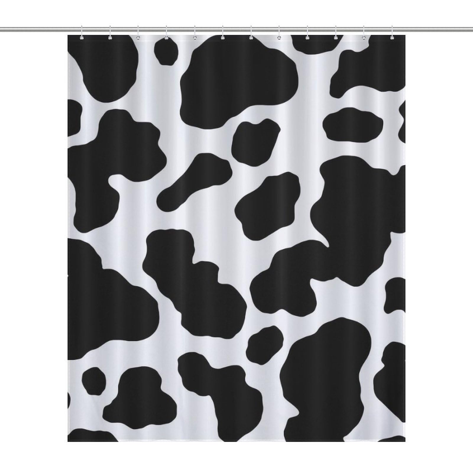 Czzyh Black Spots Cow 143 X 180 Cm Shower Curtains With Hooks, Bathroom Accessory, Shower Curtain