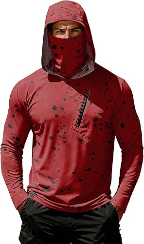 Uv Protection Shirts for Men Lightweight Sun Hoodie with Mask Mens Long Sleeve S