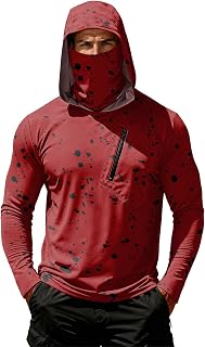 Uv Protection Shirts for Men Lightweight Long Sleeve Hooded Sun Shirt SPF 50+ UPF Hoodie Summer Fishing Dryfit with Mask