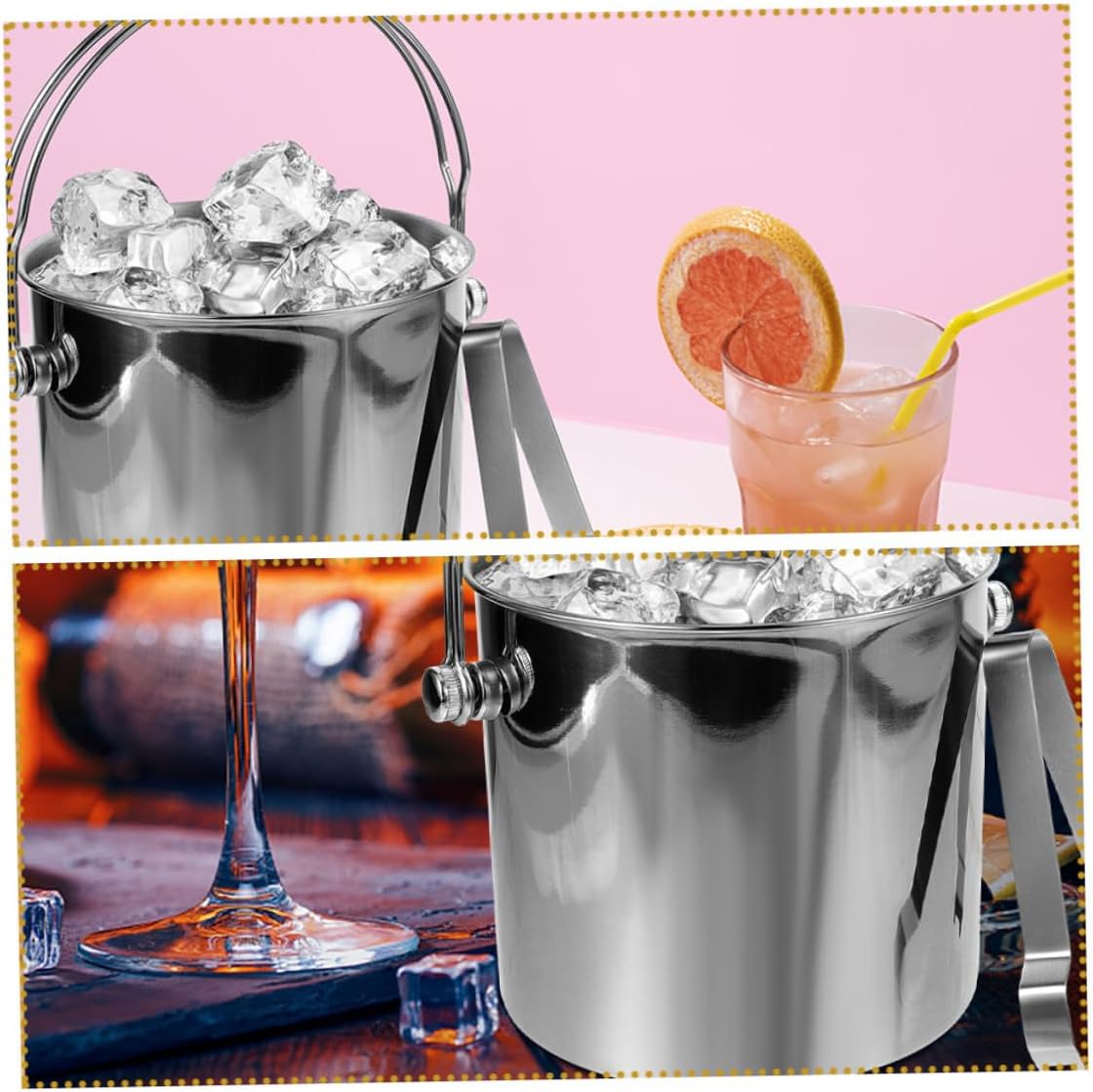 OUNONA 1set Bucket Cooler with Strainer Tong for Hotels Bars and Parties Capacity and Design