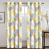 Daesar 2 Panel Blackout Curtains for Bedroom, Window Curtains Thermal Pineapple Bedroom Curtains Whi