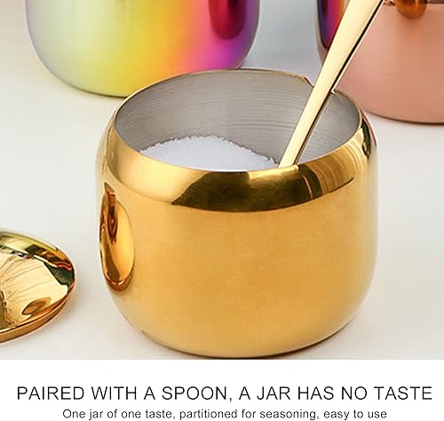 Miniatura 4 de Juego de contenedores de condimentos para especias y cuchara, higiénico, a prueba de polvo, acero inoxidable 304 con estante de puente para cocina