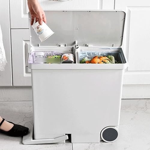Miniatura 4 de ZELKON Trash Can Bedroom Picking Trash Cans Foot-Operated Household Large Trash Cans with Lids Living Room Kitchen Flat Dry and Wet Separation