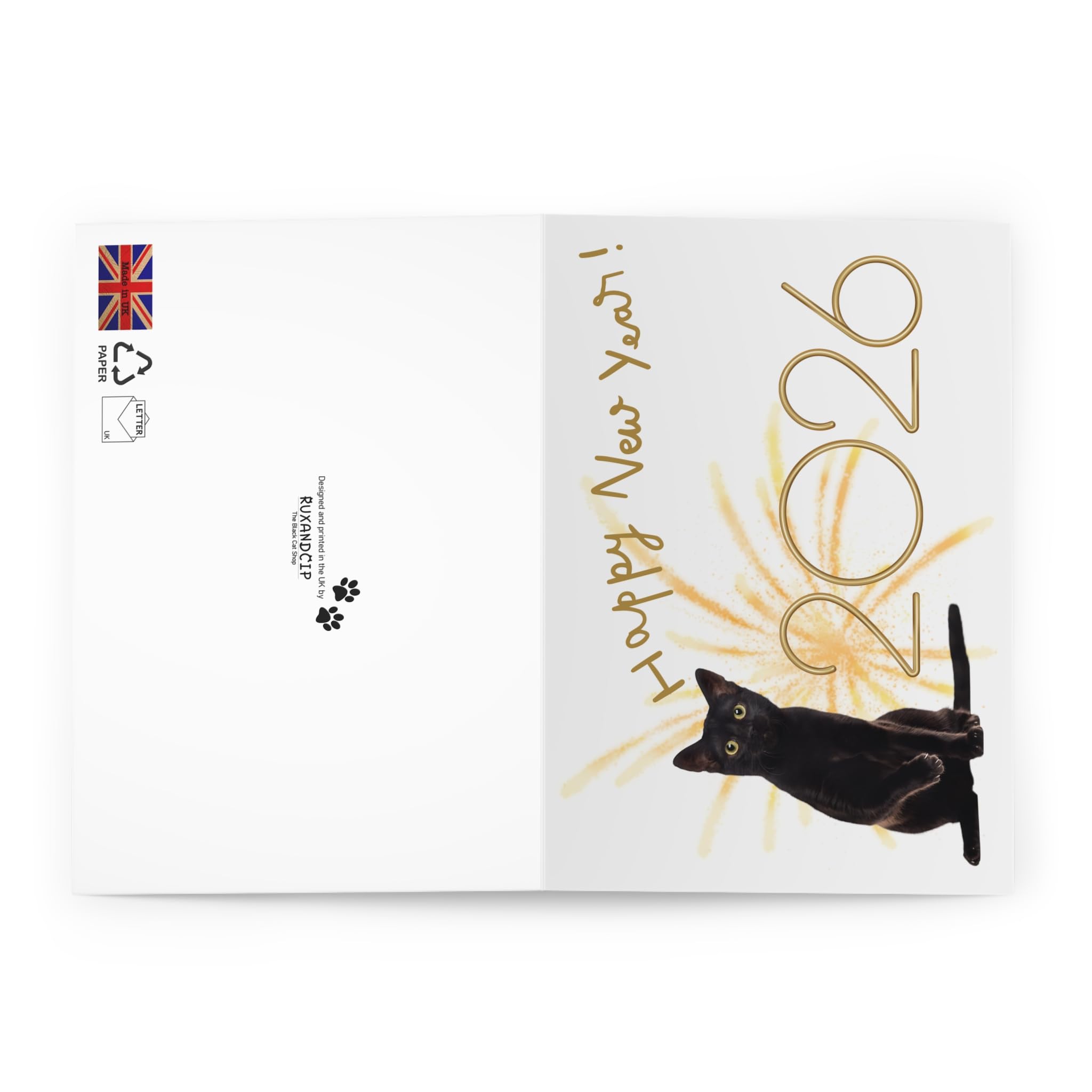 Cartes De Vœux Chat Noir Avec Enveloppes, Personnalisables, Thème Noël (neuves, USA)