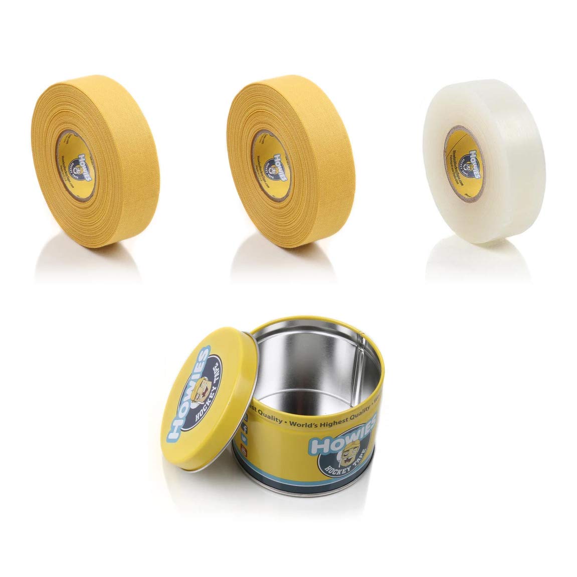 Howies Hockey Stick Tape Colored Yellow (2) / Clear Shin 3-Pack with Tin