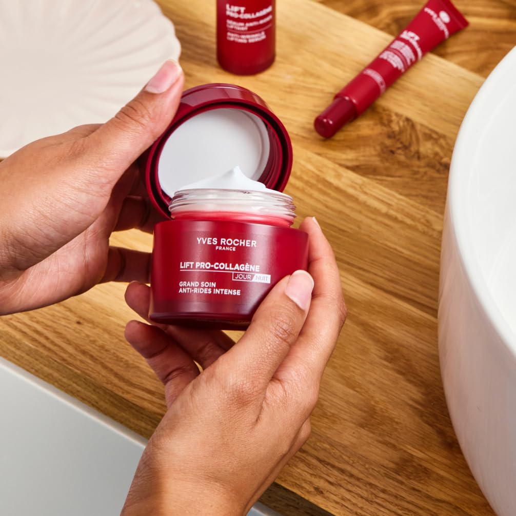 Yves Rocher LIFT PRO-COLLAGÈNE Anti-Falten-Behandlung, intensiv, Tag und Nacht, innovative Formel mit Gletscher-Fikoid und Hyaluronsäure, glättend, gefüllt und nährend, 75 ml
