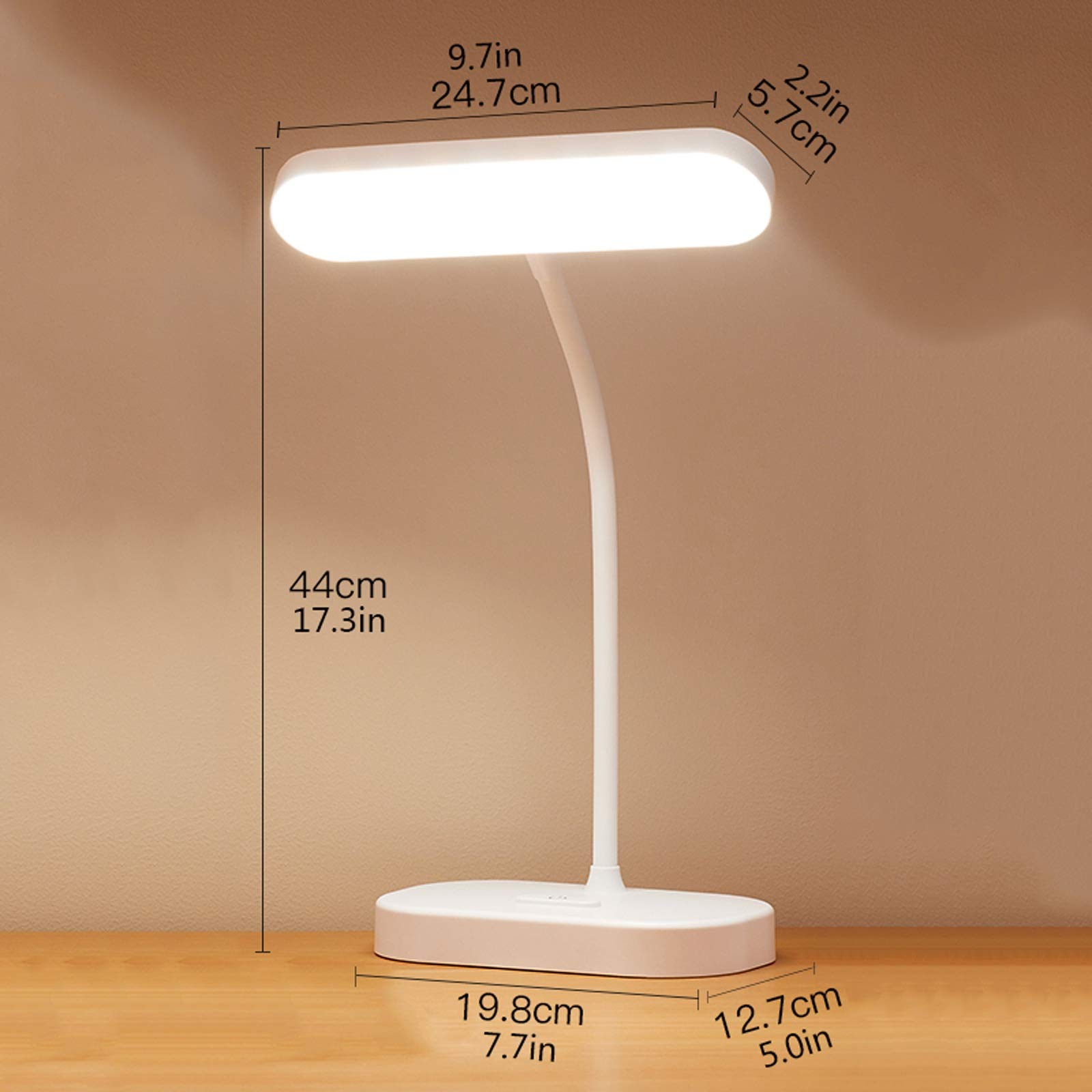 Lámpara Escritorio LED Lámpara de escritorio LED STEPLESESS Dimmable 3 Color Cambio de control recargable Lámpara de la mesa de la lámpara de la lámpara de la lectura con el soporte del teléfono, 360