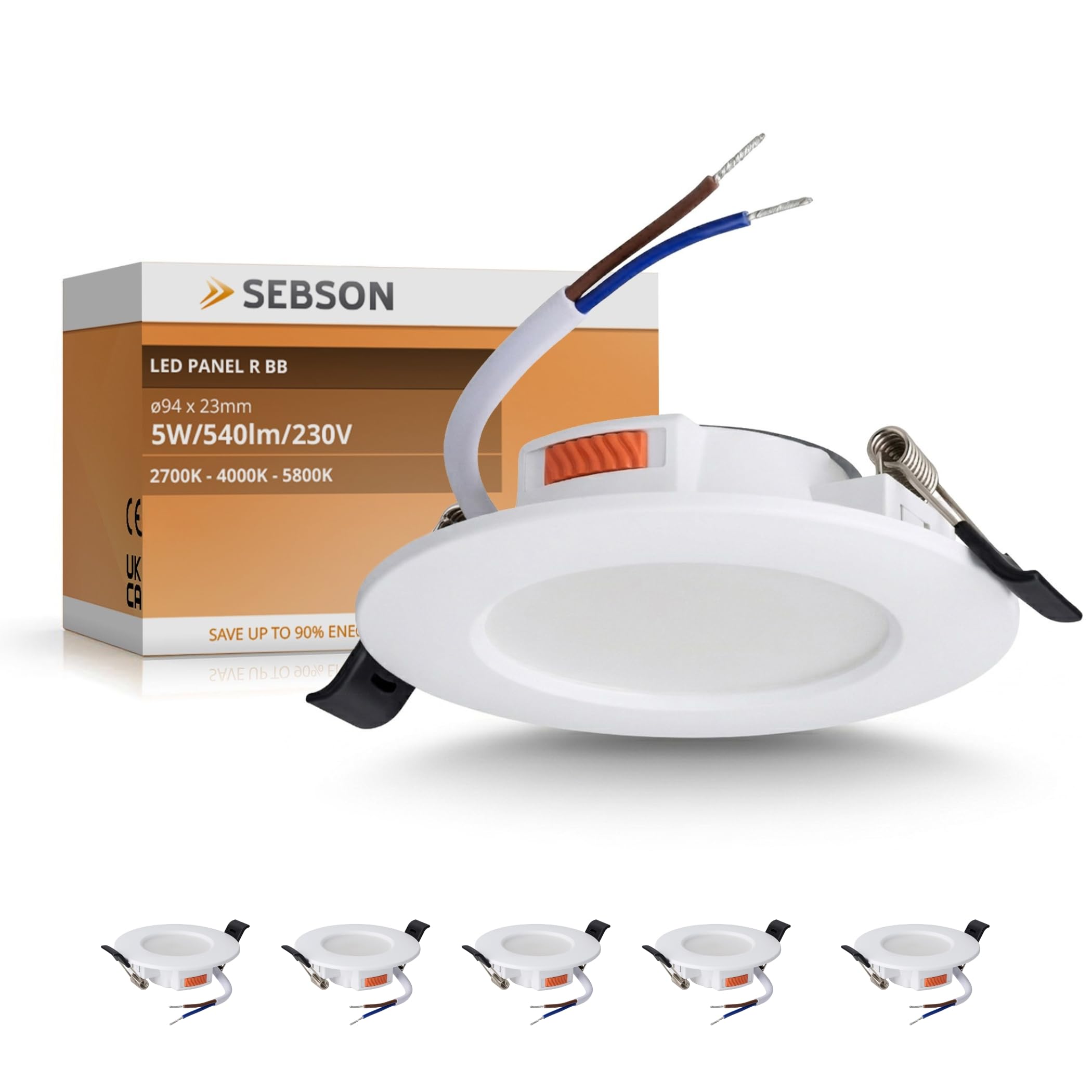 SEBSON Spot LED encastrable 230V 5W 540lm - Panneau LED rond 94mm