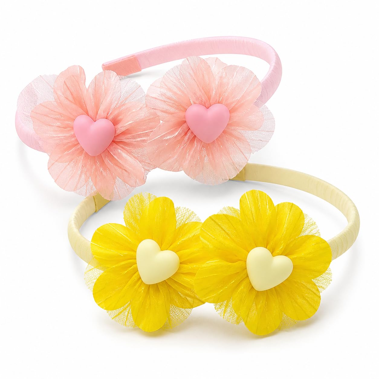 Flower & Bow Design Hairbands Combo for Baby Girls | Soft Fabric, Comfortable & Stretchable | 3-Piece Hair Accessories Set for Toddlers | Mixed Colours | Pack of 2-image-7