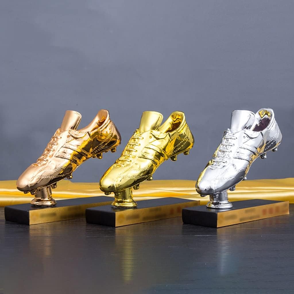 Trophies Trophies with Custom Engraving Football Trophy, Golden Boot Award 3D Statue, Resin Gold-Plated Trophy, Fan Supplies, Souvenirs, Free Engraving Text (Color : Gold, Size : 20x7x17cm)