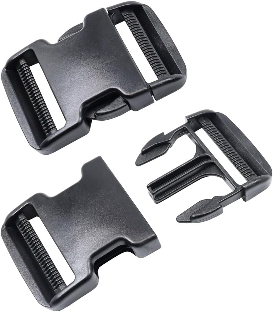 Baikeen Plastic Side Release Buckles,15mm/20mm/25mm/32mm/38mm/50mm Heavy Duty Plastic Buckle Clips Snaps Backpack Belt Replacement Buckle