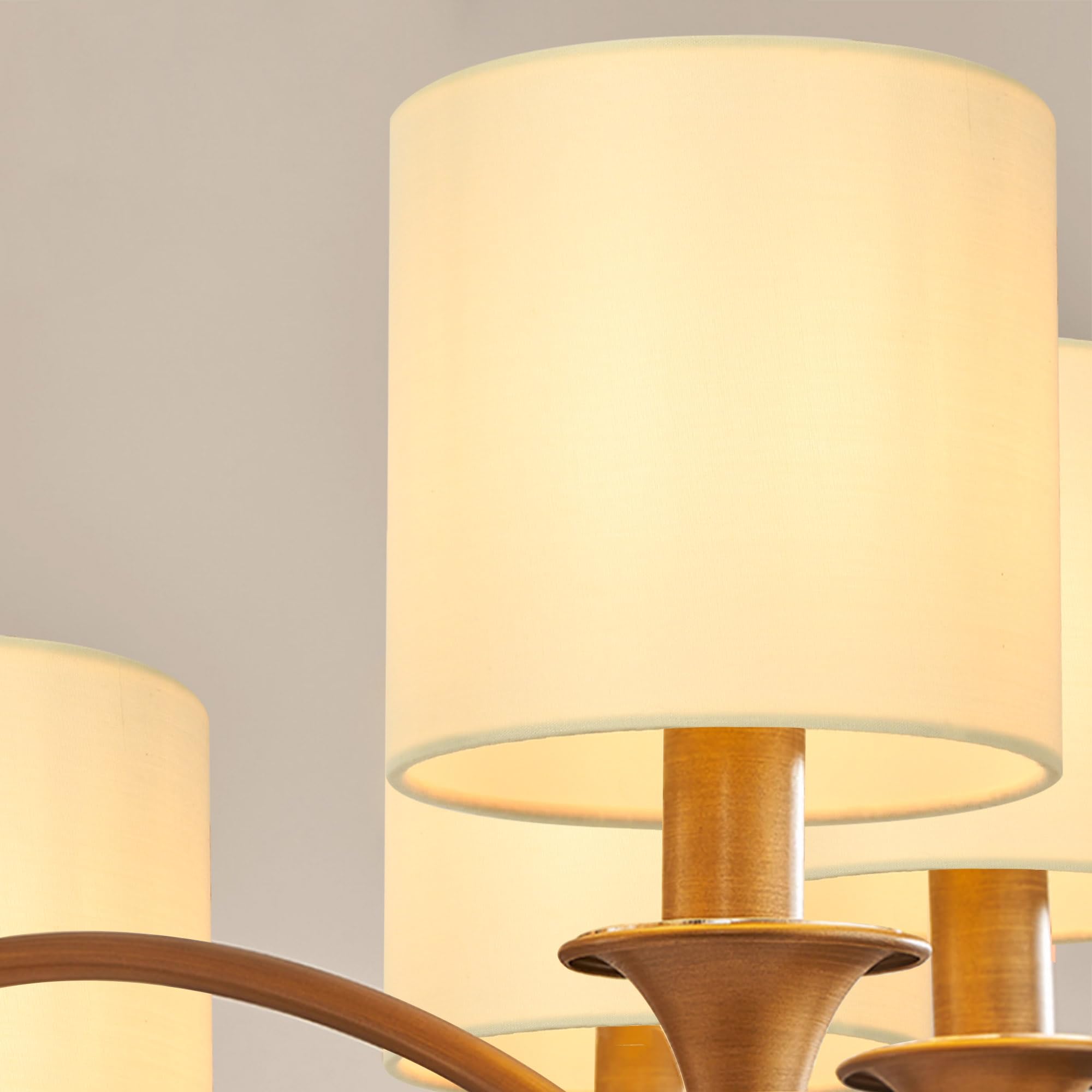 KIKI - Set di 6 paralumi per lampadari con clip, colore: beige, 12,7 x 12,7 x 12,7 cm x 12,7 cm, mini paralume in tessuto, per lampadine a candela e piccole lampadine generali