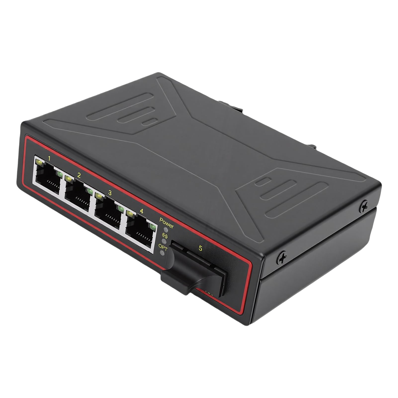 Luqeeg Przemysłowy Przełącznik Ethernet, Konwerter Mediów światłowodowych Ethernet, Przełącznik Sieciowy z 1 Portem SFP i 4 Portami RJ45, 10 Portami światłowodowymi 100Mbps i światłowodowymi z